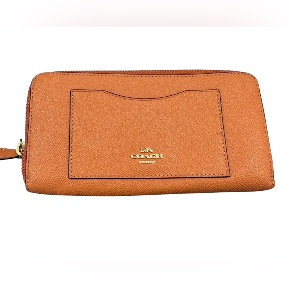 Coach Crossgrain Leather Corral Pink Zip Accordion Wallet